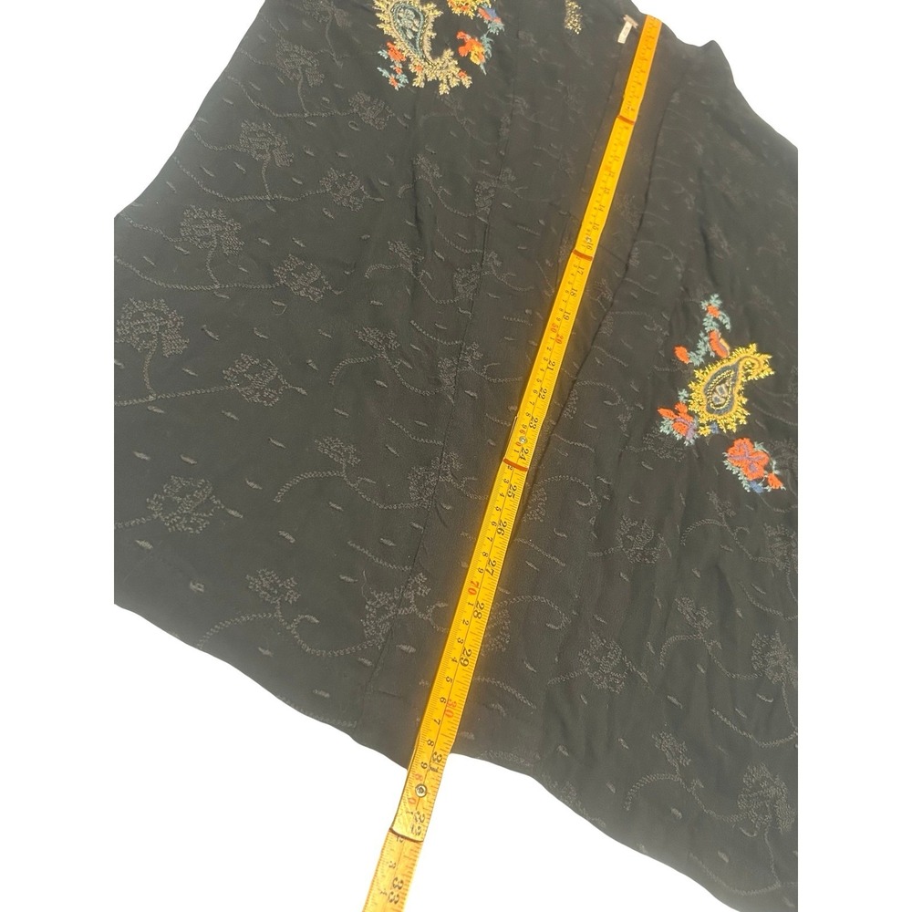 Free People Embroidered Paisley Kimono Cardigan Ruffle Bell Sleeve Black XS/S - Picture 7 of 9